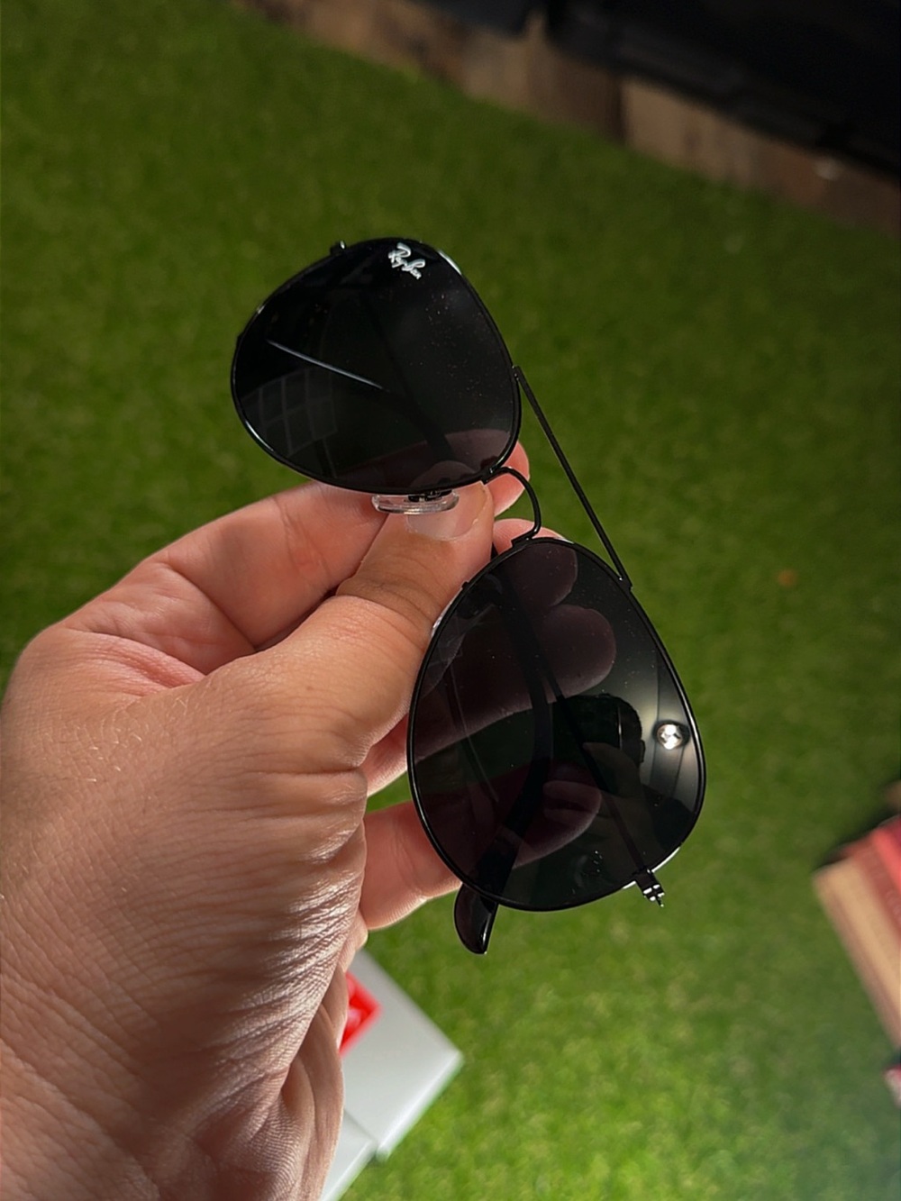 Ray-Ban Men's Black Aviator Sunglasses with Dark Lenses
